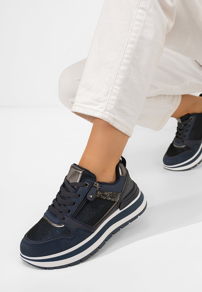 Granatowe sneakersy na koturnie Selviana