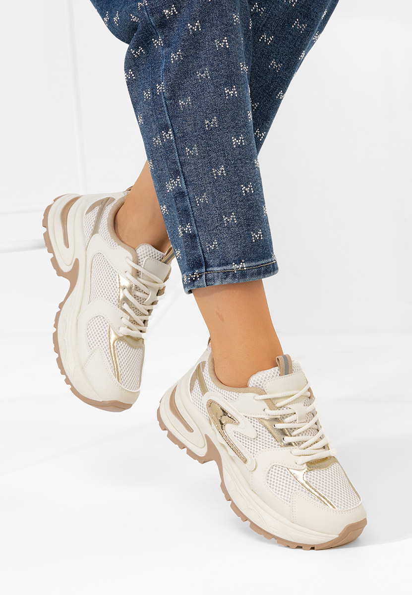Beżowe sneakersy na koturnie Ismira