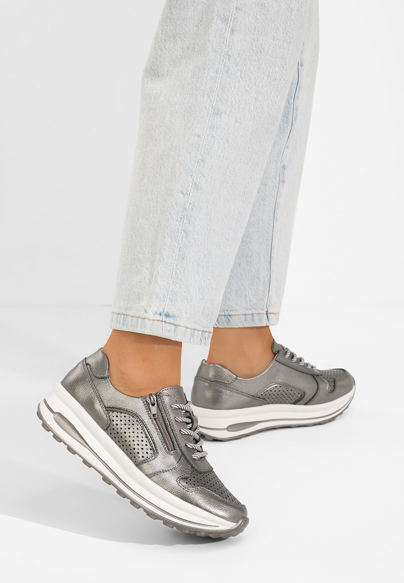 Srebrne sneakersy damskie Cidra