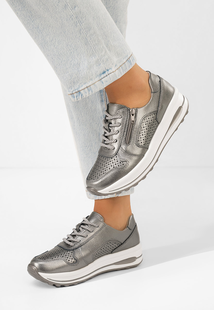 Srebrne sneakersy damskie Cidra