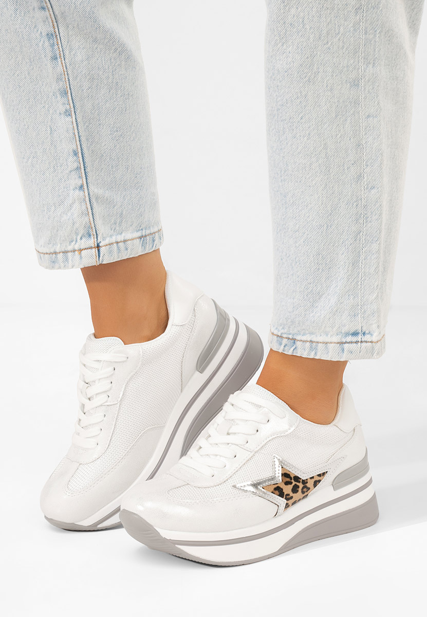 Srebrne sneakersy na platformie Valorys