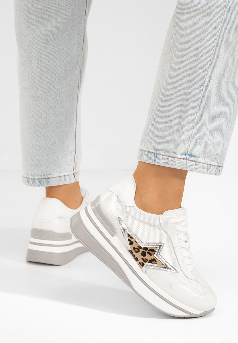 Srebrne sneakersy na platformie Valorys