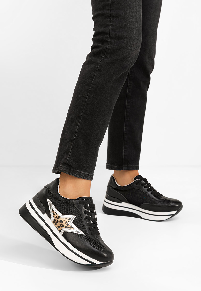 Czarne sneakersy na platformie Valorys