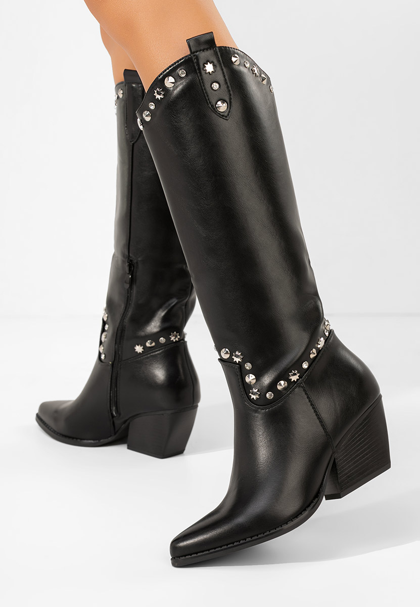 Czarne kozaki kowbojki damskie Crisela