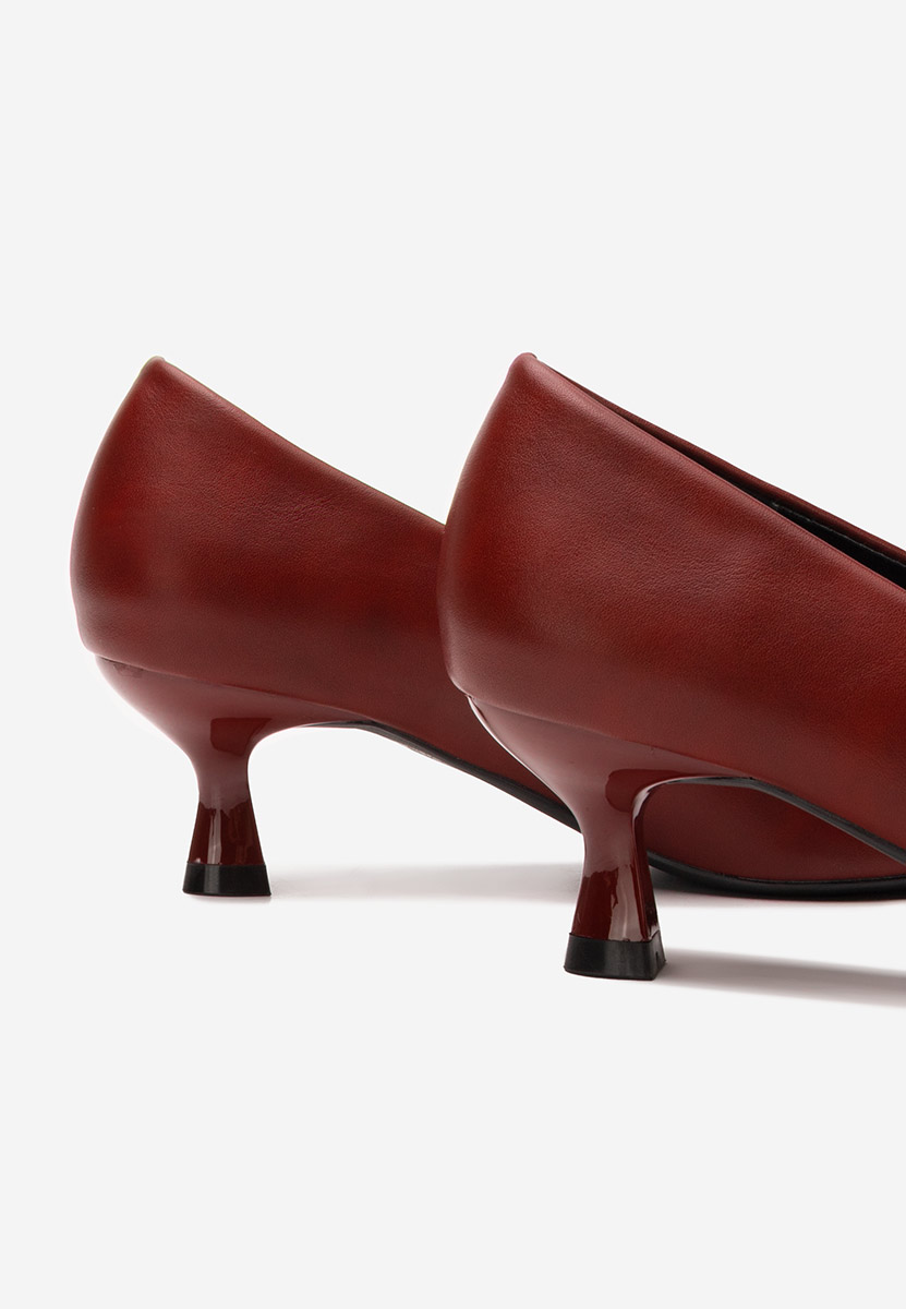 Bordowe czółenka na niskim obcasie Glimera