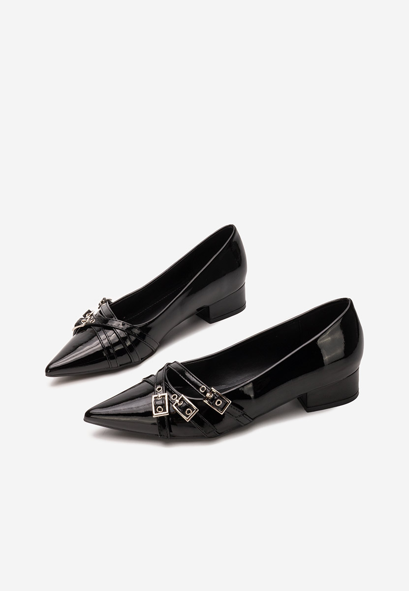 Czarne czółenka na niskim obcasie Otisia