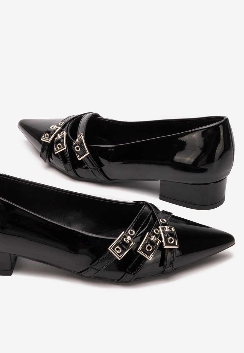 Czarne czółenka na niskim obcasie Otisia