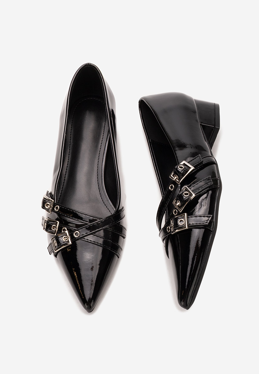 Czarne czółenka na niskim obcasie Otisia