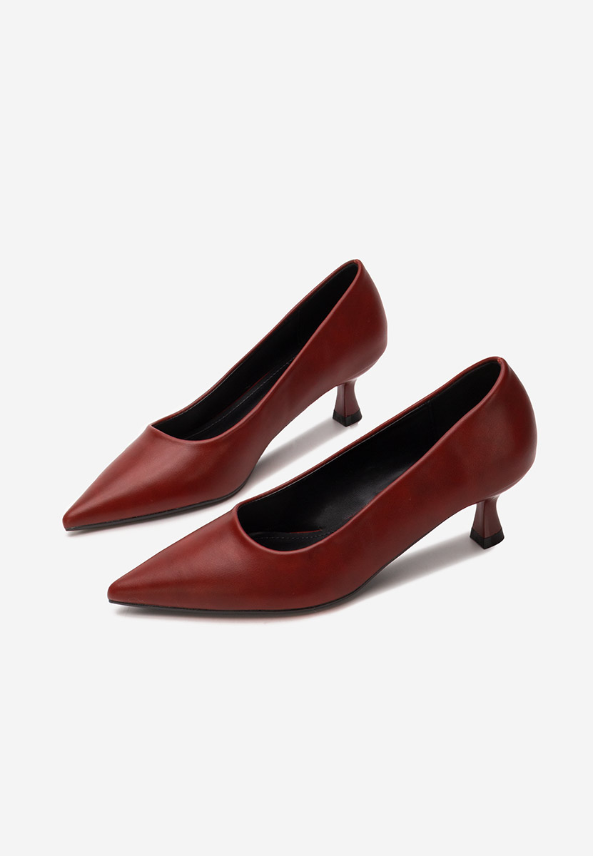 Bordowe czółenka na niskim obcasie Glimera