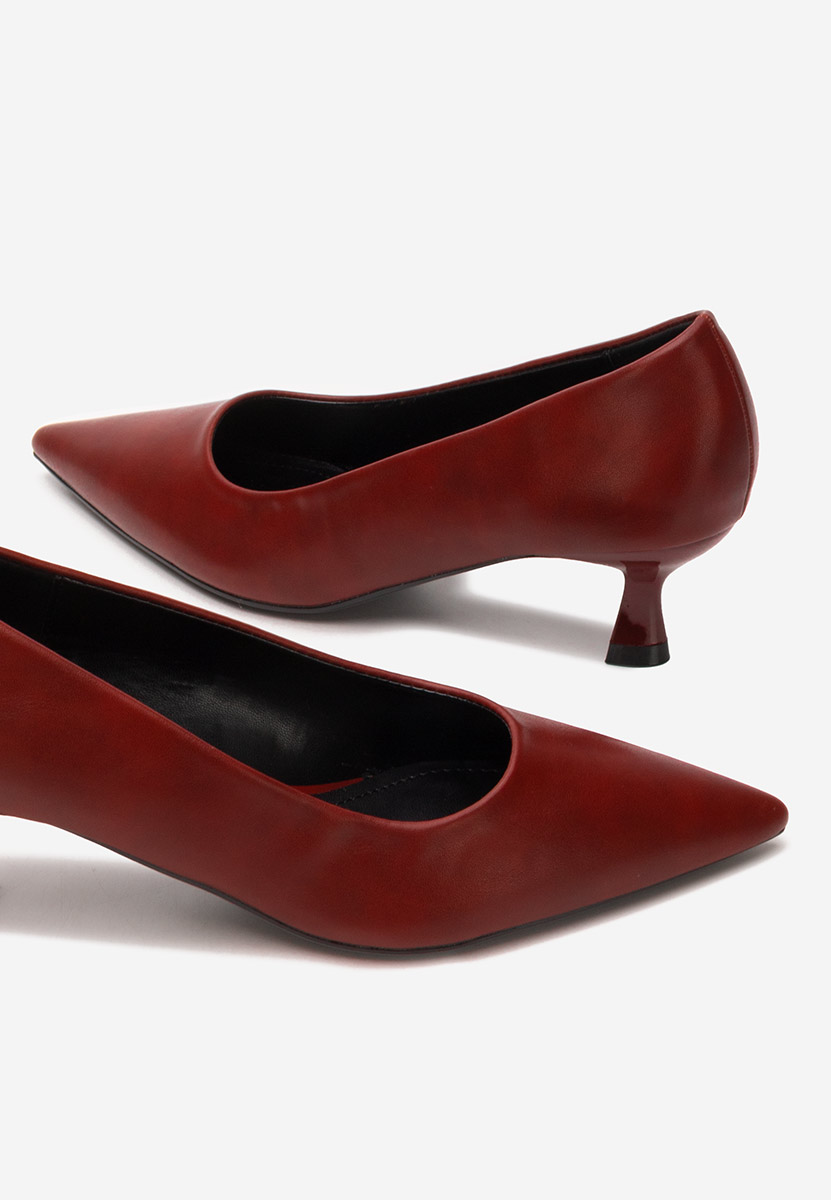 Bordowe czółenka na niskim obcasie Glimera