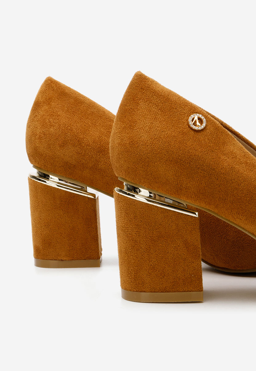 Khaki czółenka na słupku Nelia V5