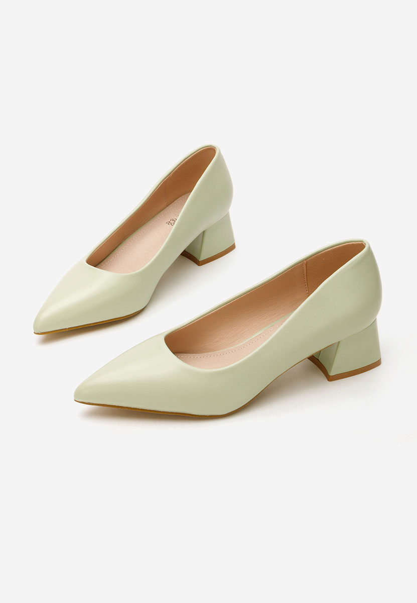 Zielone czółenka na niskim obcasie Alleva V2