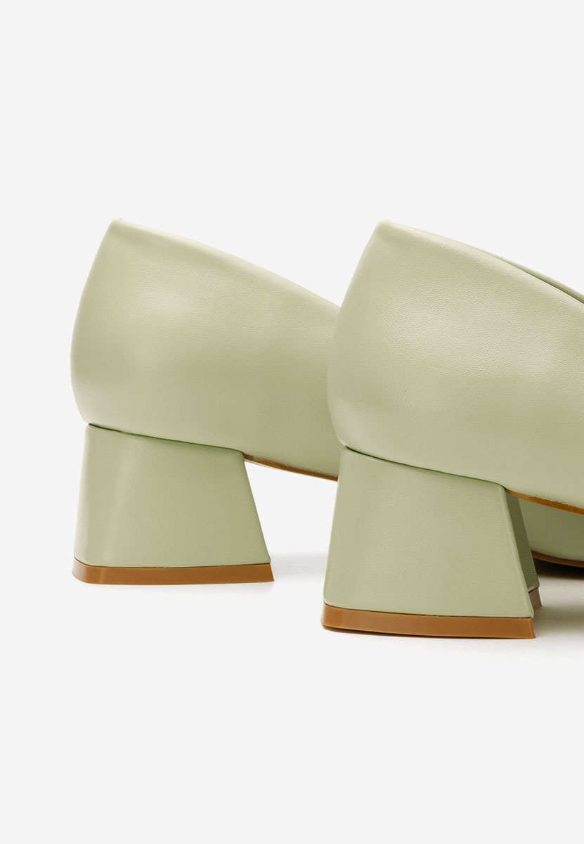 Zielone czółenka na niskim obcasie Alleva V2