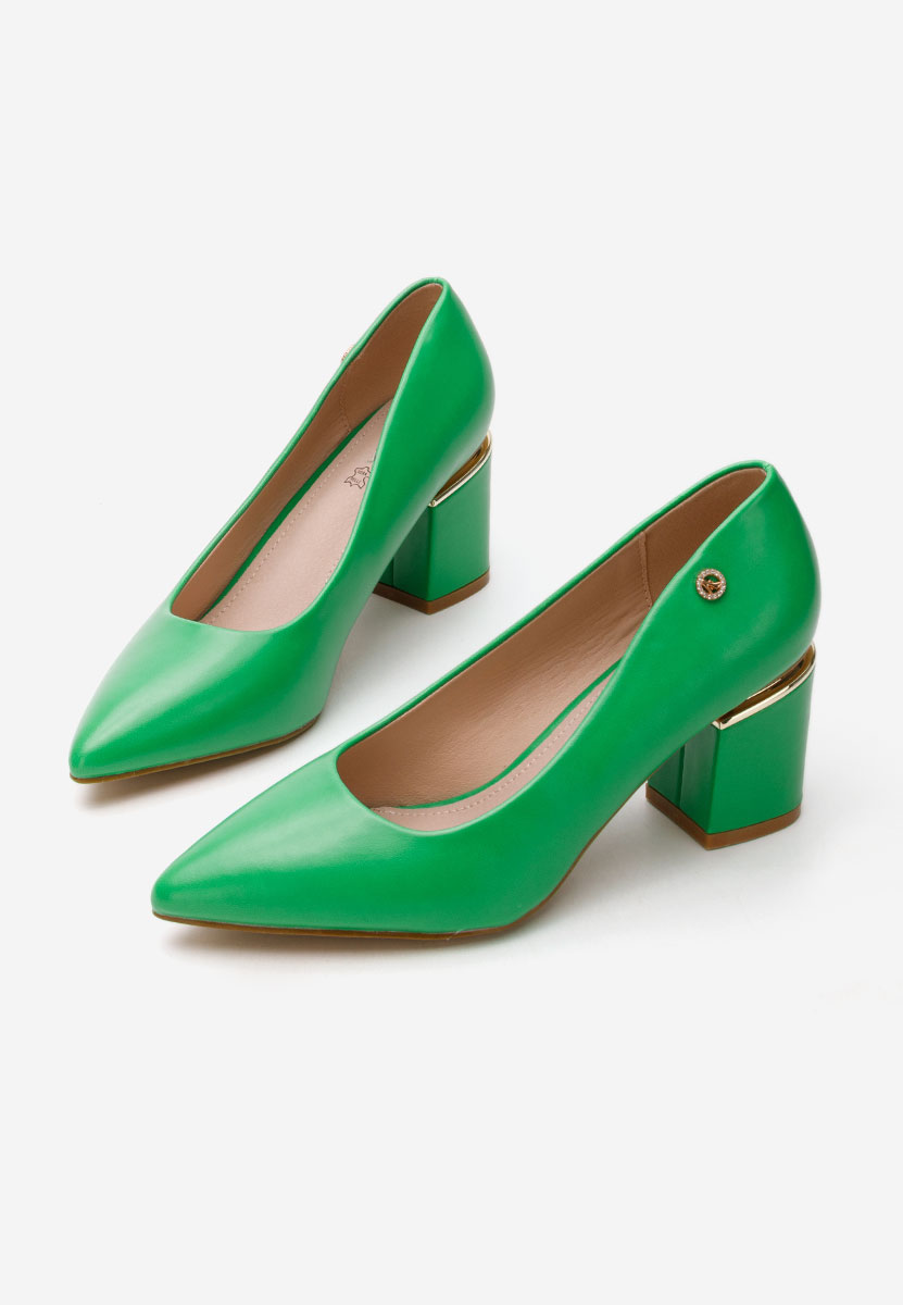 Zielone czółenka na słupku Nelia V4