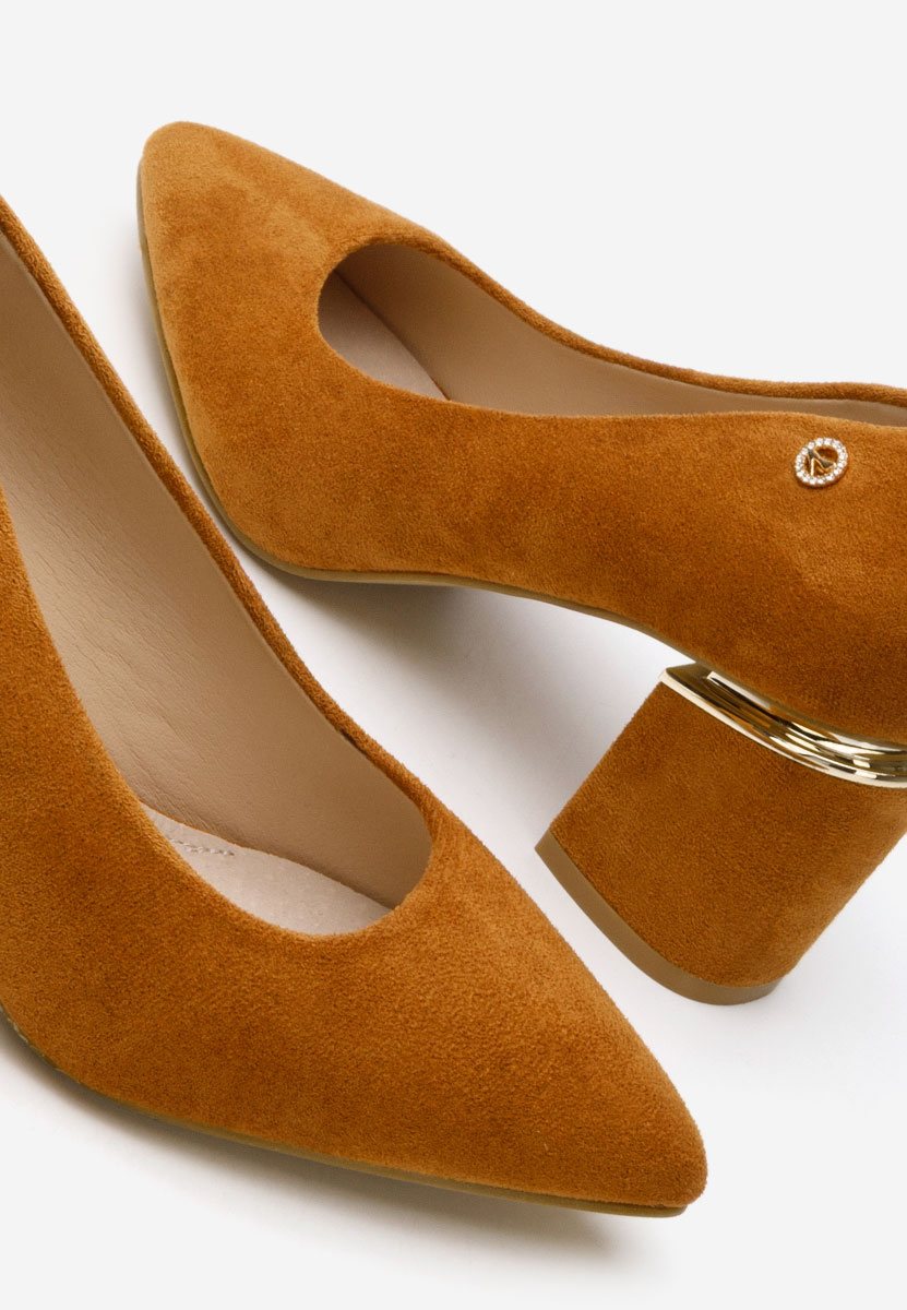 Khaki czółenka na słupku Nelia V5