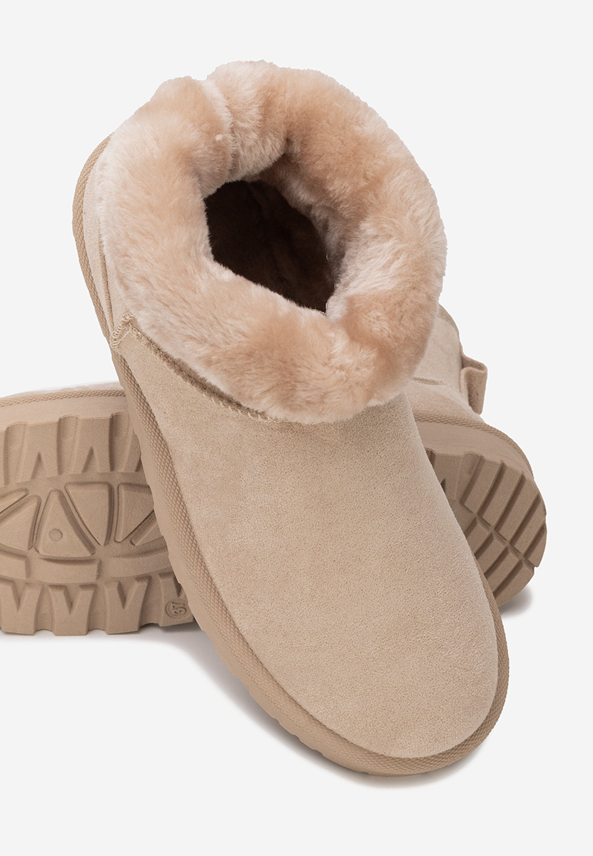 Beżowe botki damskie ocieplane Patty