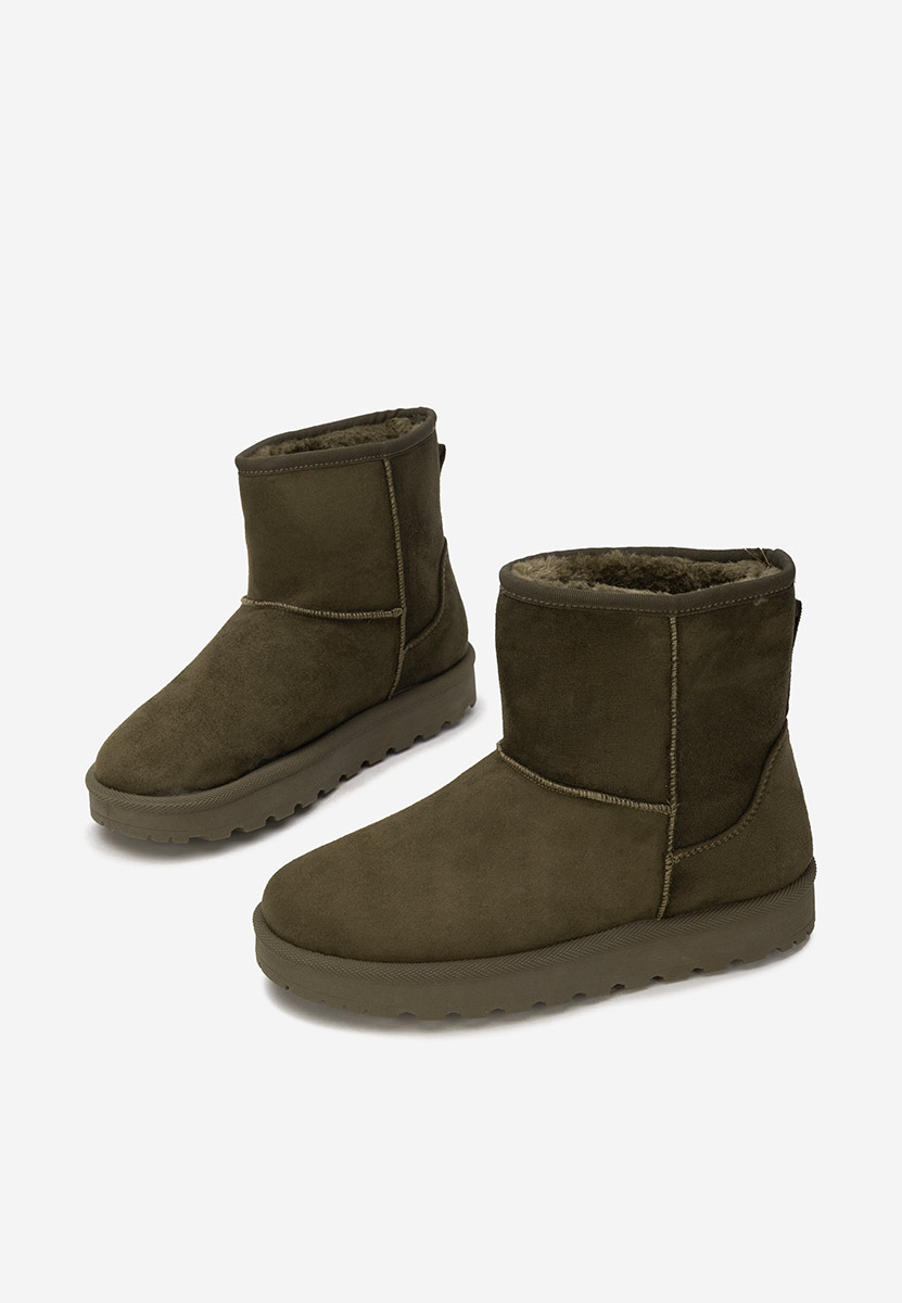 Zielone botki damskie ocieplane Patty