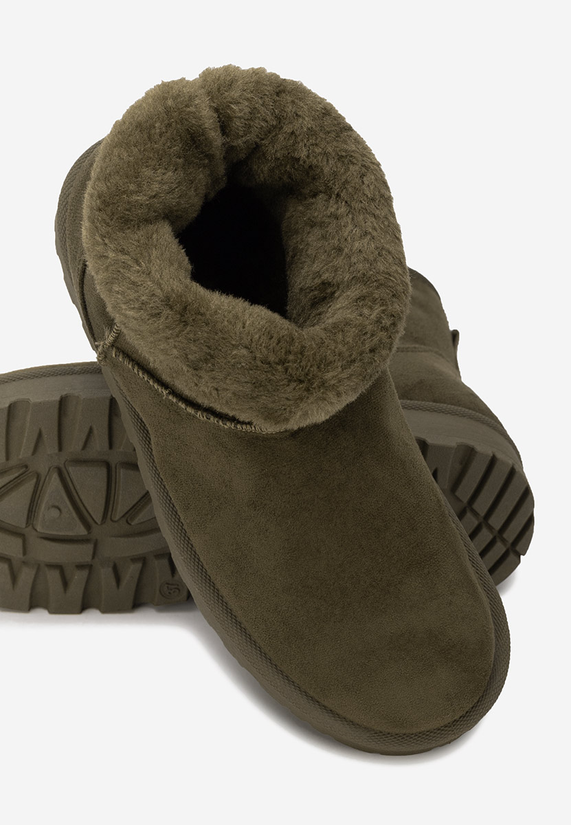 Zielone botki damskie ocieplane Patty