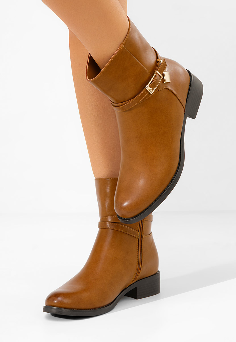 Camelowe botki płaskie Aurisel