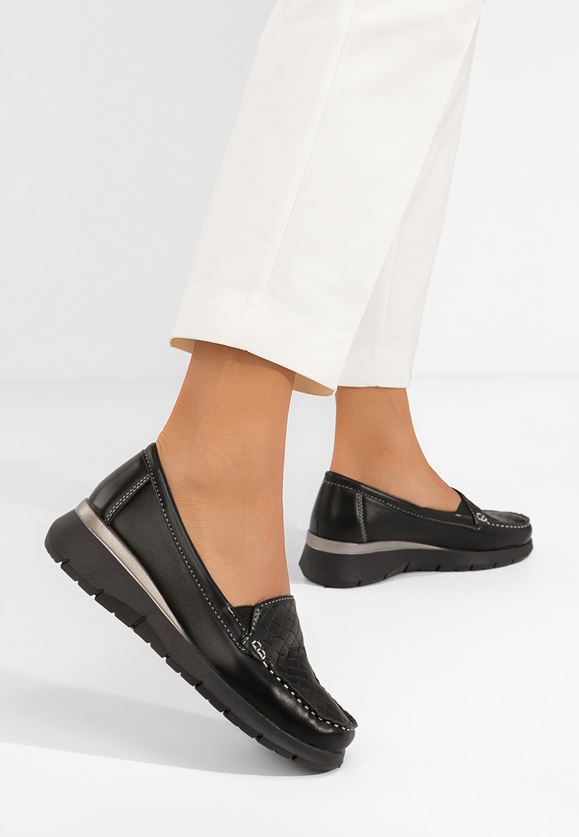 Czarne mokasyny damskie Seona