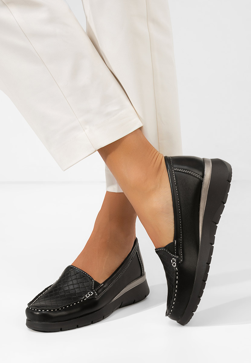 Czarne mokasyny damskie Seona