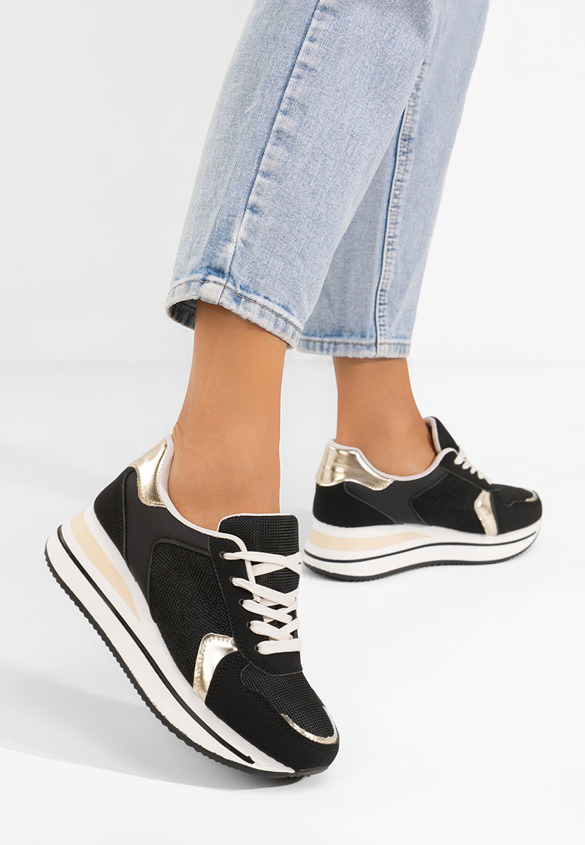 Czarne sneakersy na platformie Sidnei
