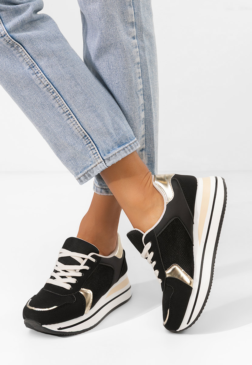 Czarne sneakersy na platformie Sidnei