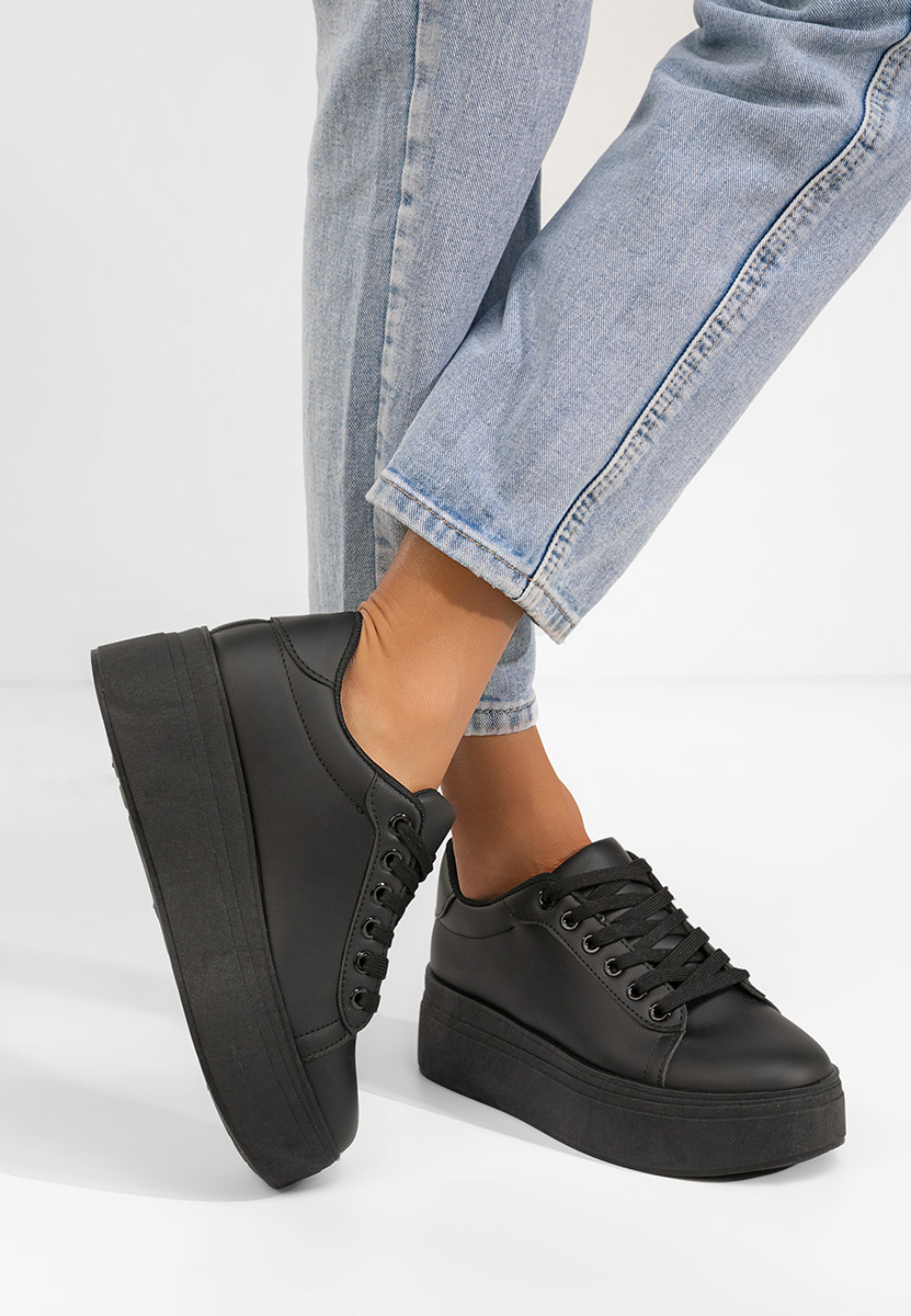Czarne sneakersy na platformie Albea