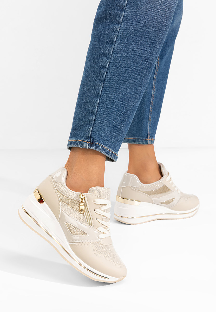 Beżowe sneakersy na platformie Reinia