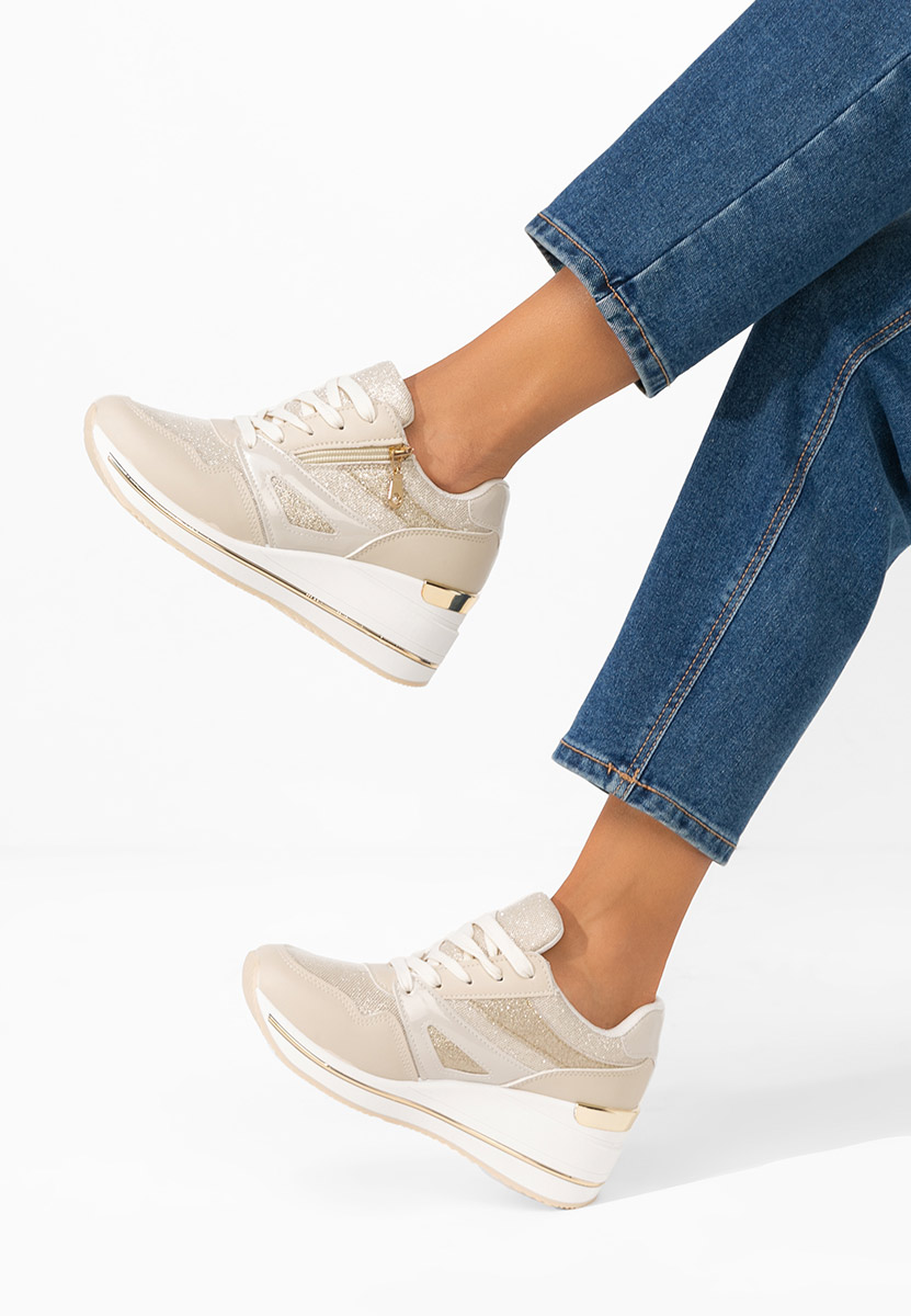 Beżowe sneakersy na platformie Reinia
