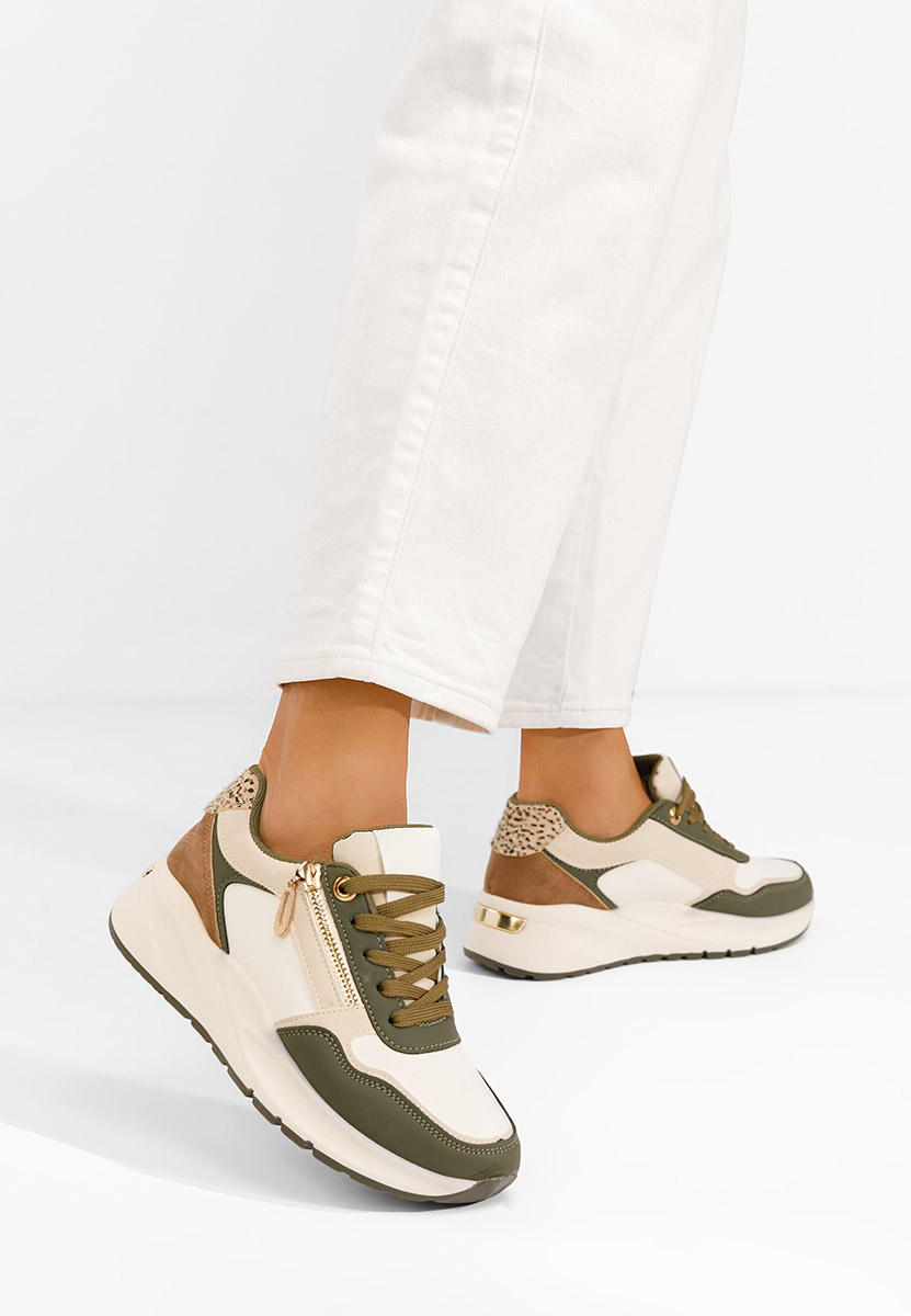 Zielone sneakersy na platformie Ziania