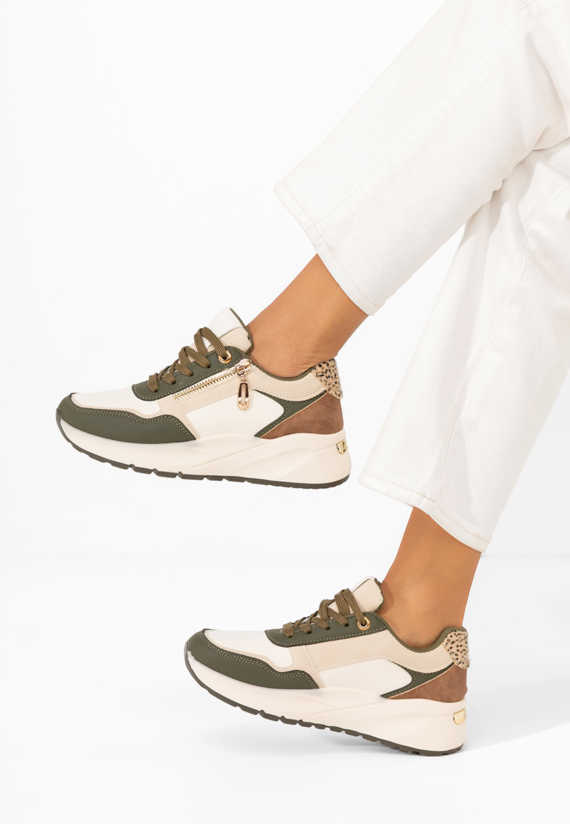 Zielone sneakersy na platformie Ziania