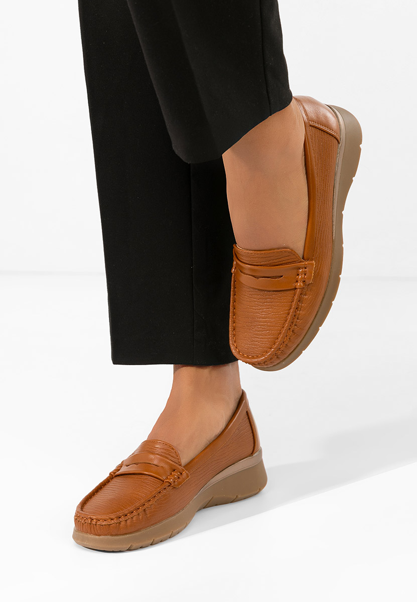 Camelowe mokasyny na platformie Ozina