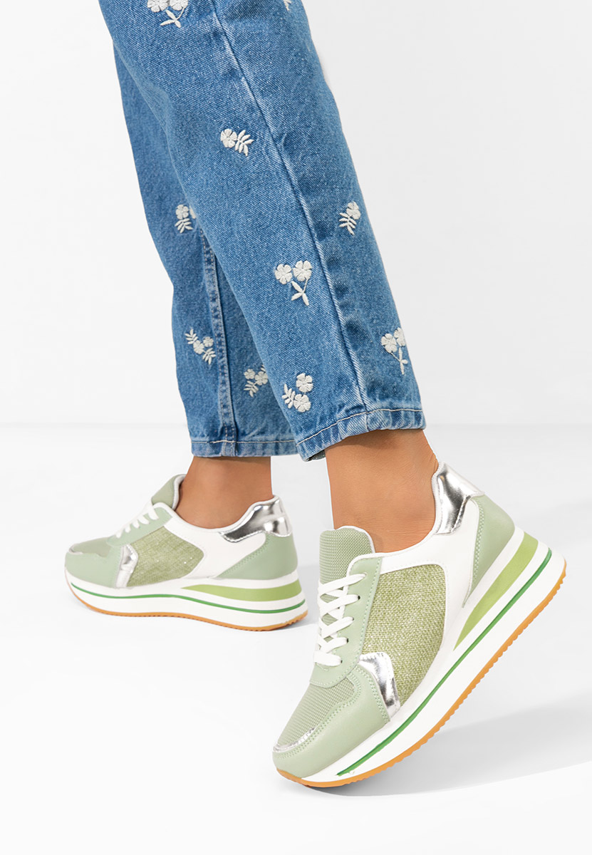 Zielone sneakersy na platformie Sidnei