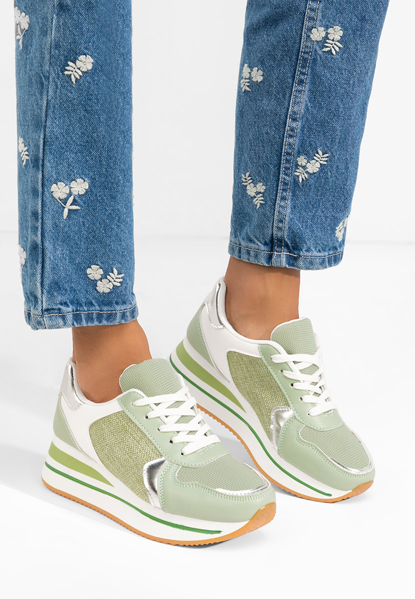 Zielone sneakersy na platformie Sidnei