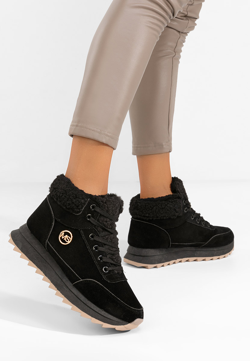 Czarne zimowe sneakersy damskie Avilma V3