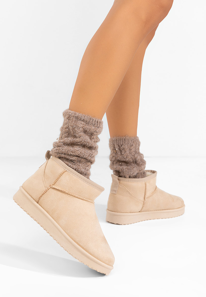 Beżowe botki damskie ocieplane Andora