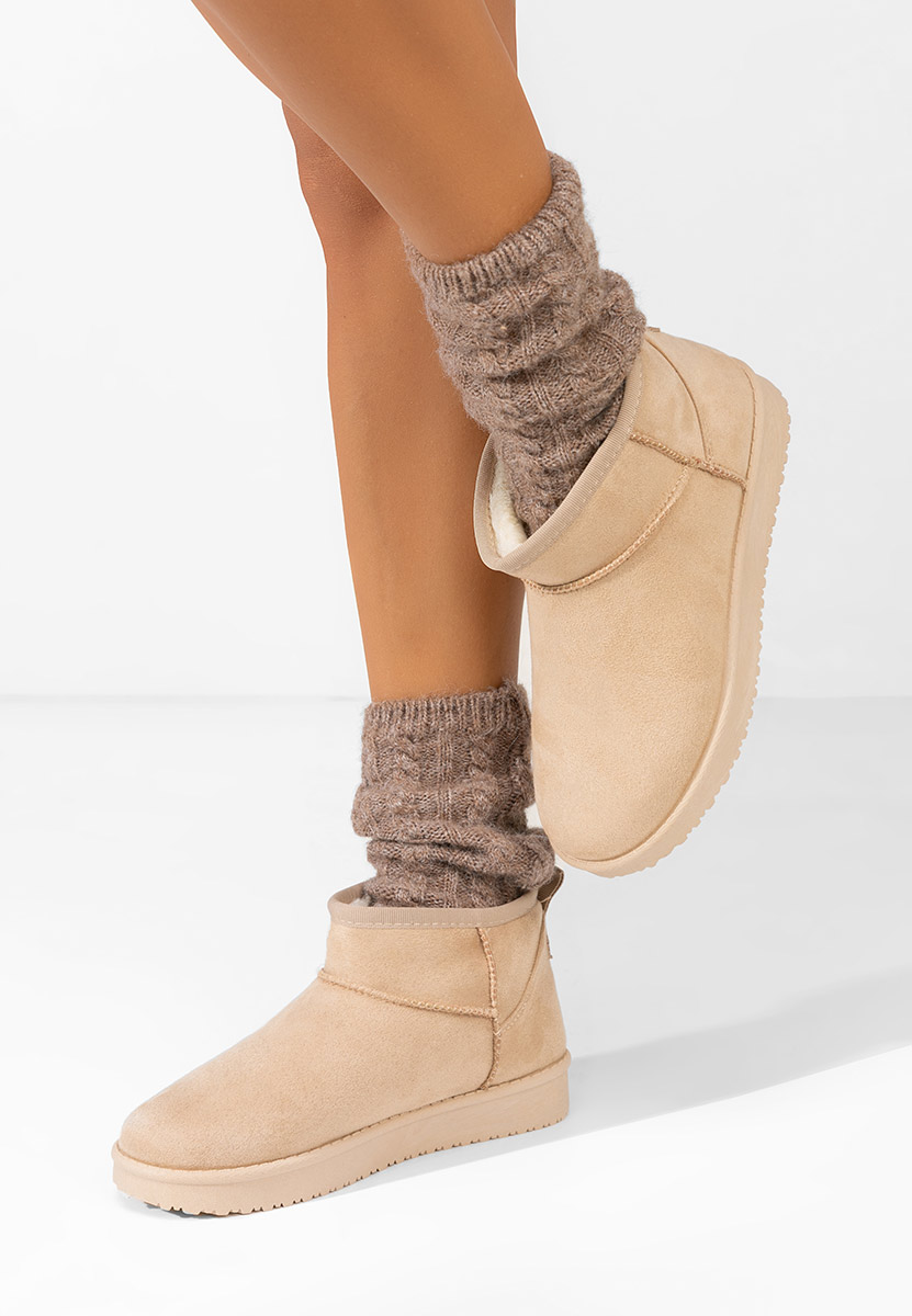 Beżowe botki damskie ocieplane Andora