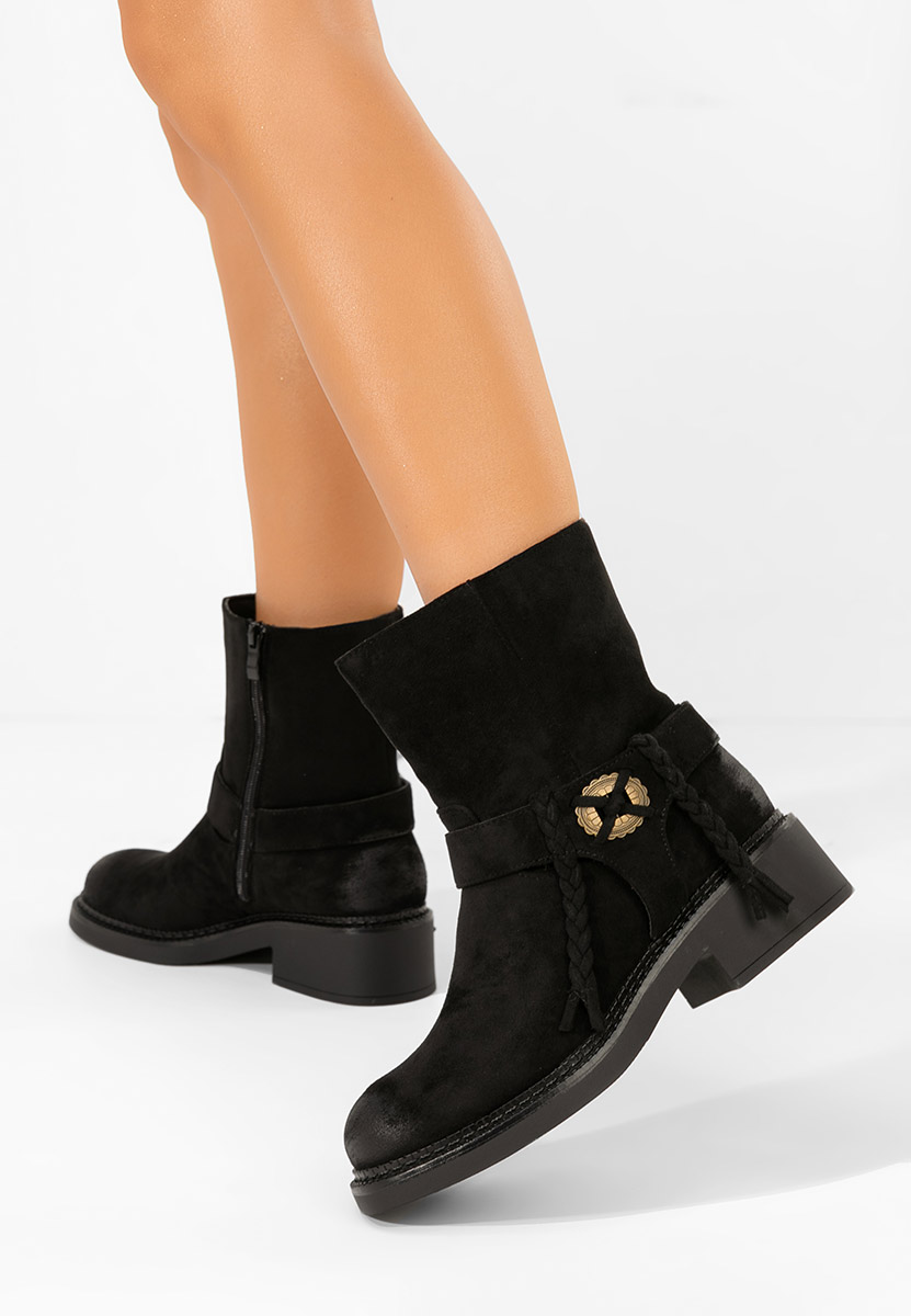 Czarne botki płaskie Alasika