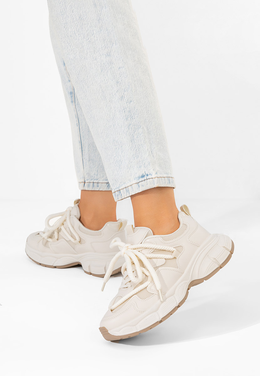 Beżowe sneakersy damskie Savoria Beżowe sneakersy damskie Savoria
