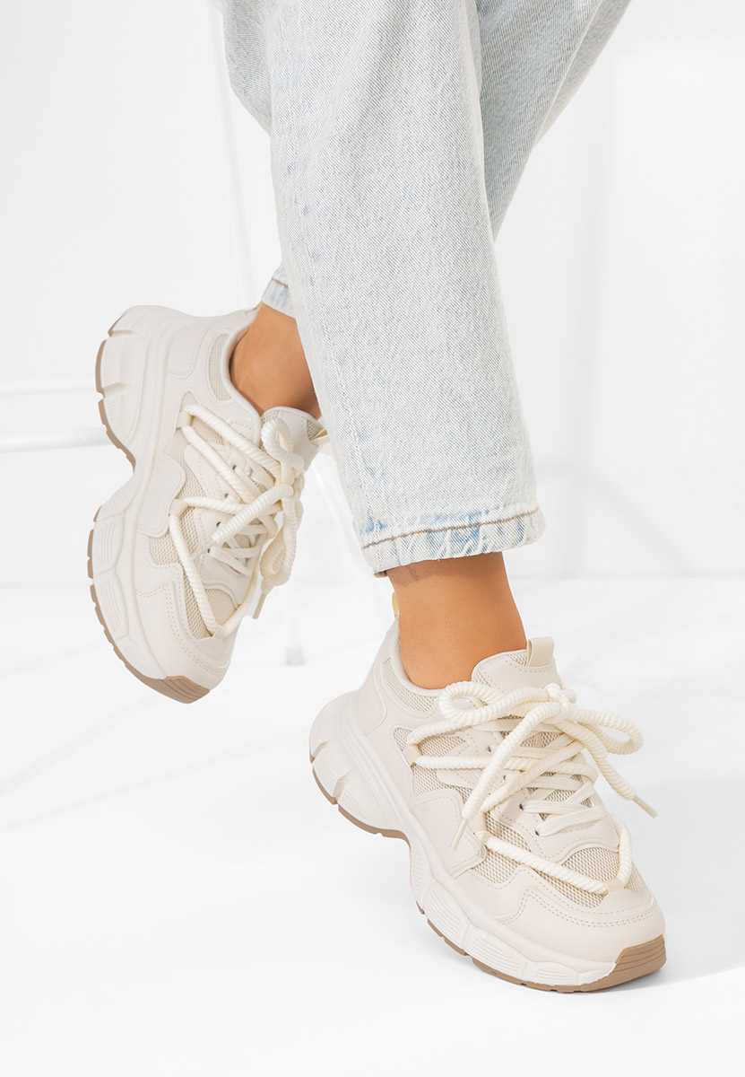 Beżowe sneakersy damskie Savoria Beżowe sneakersy damskie Savoria
