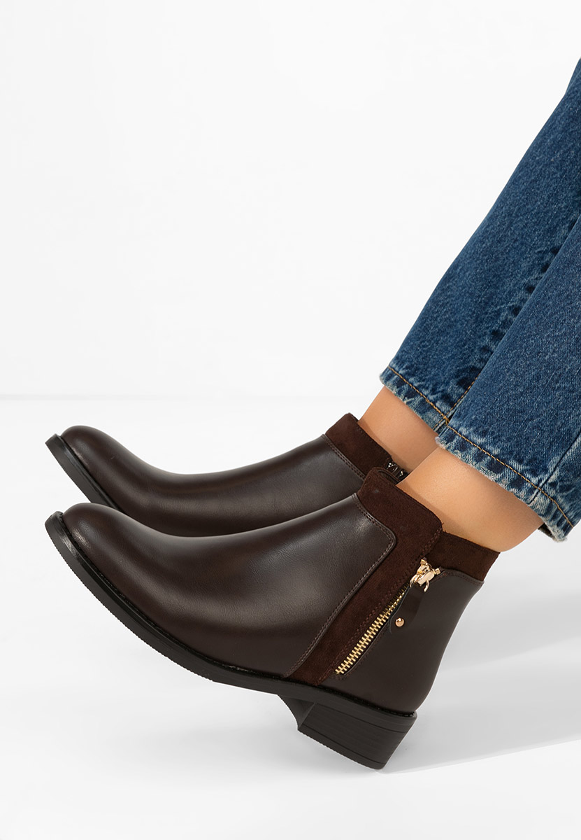 Brązowe botki płaskie Lanaki