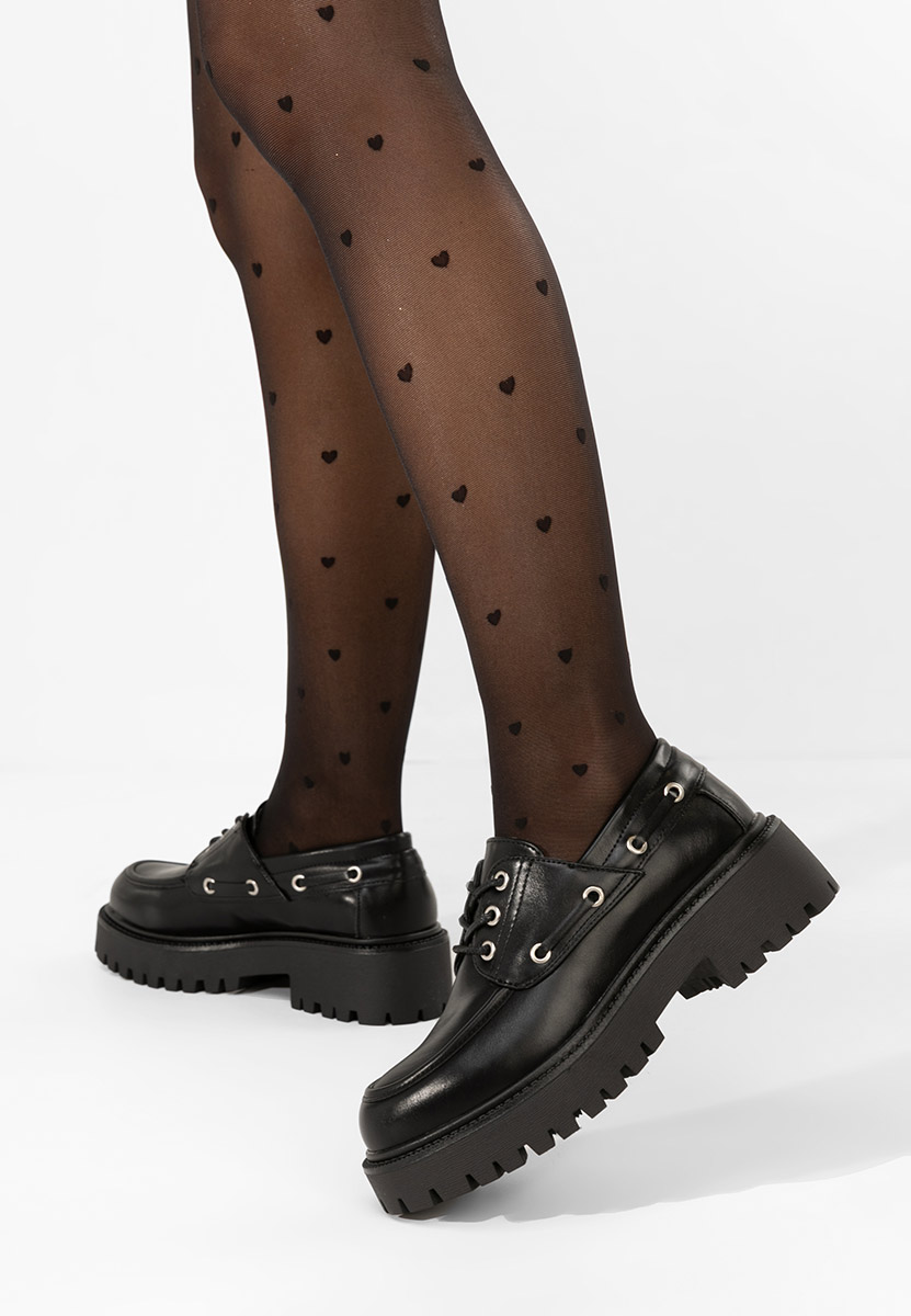 Czarne półbuty damskie Plumia