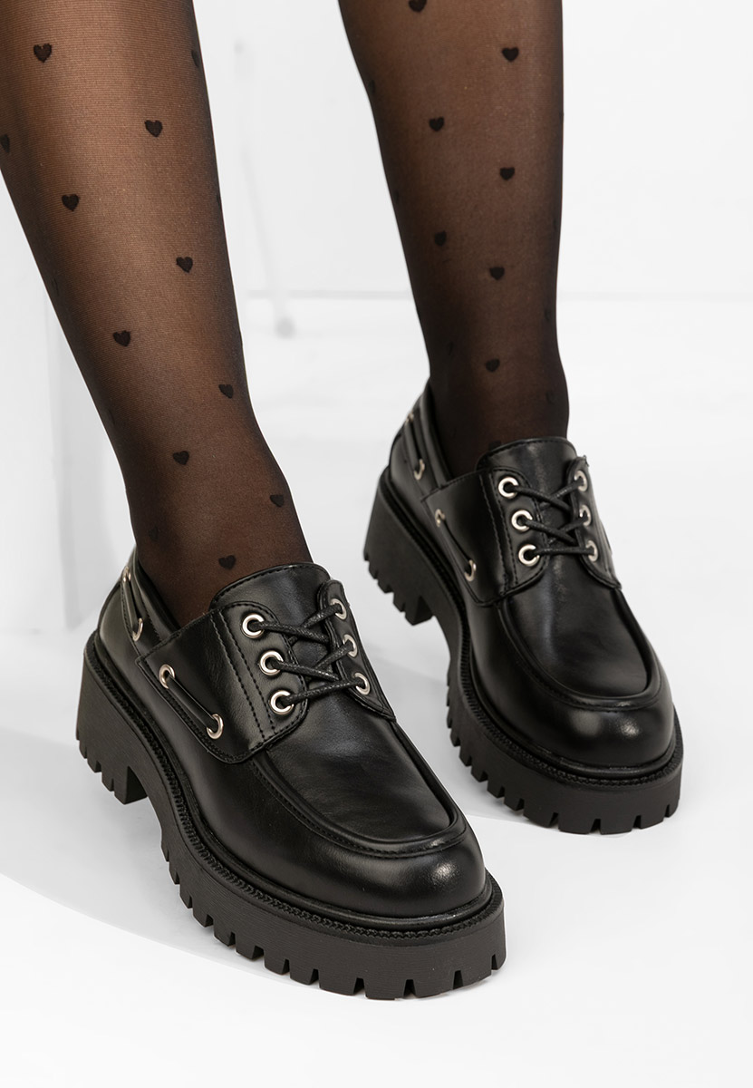 Czarne półbuty damskie Plumia