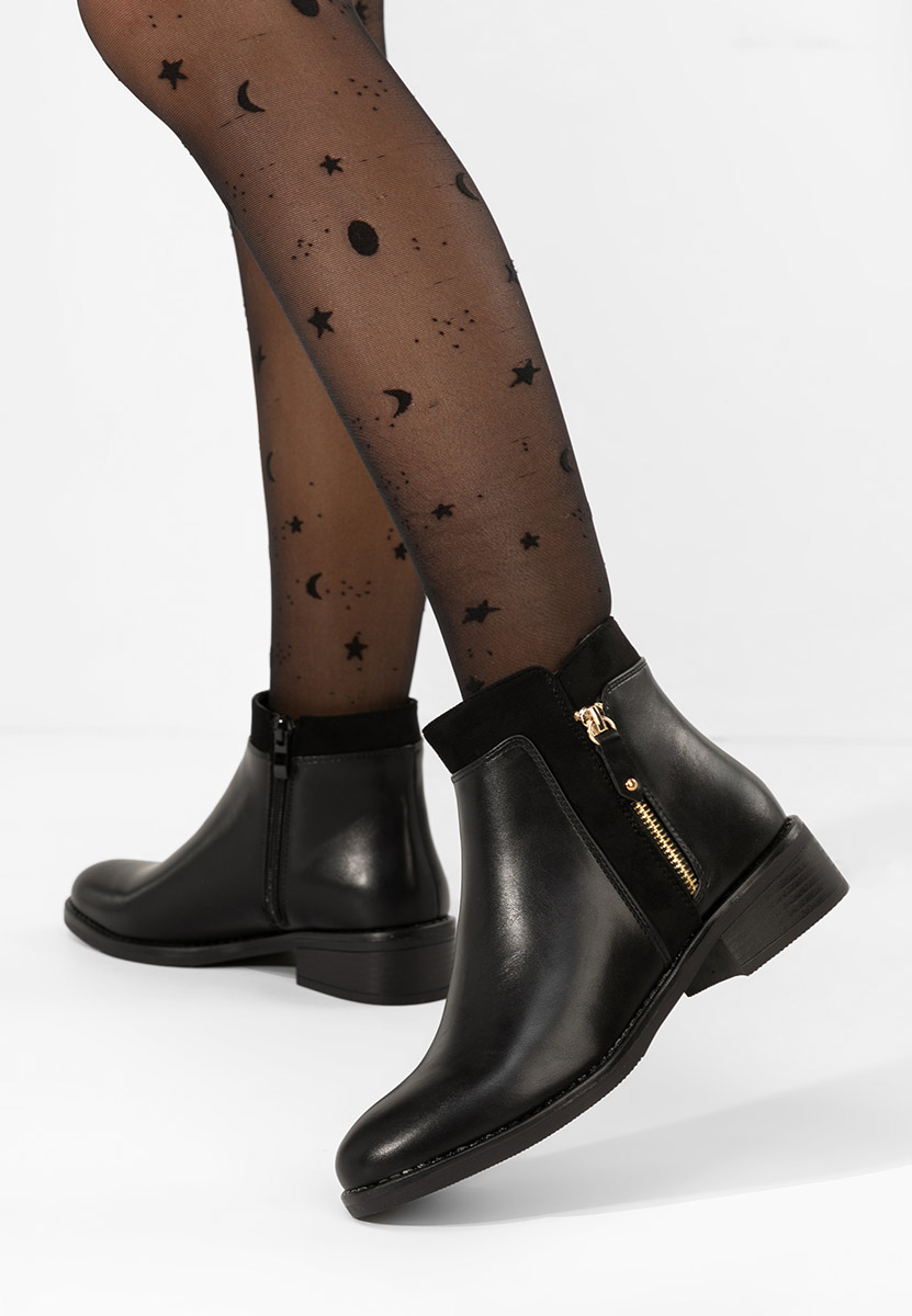 Czarne botki płaskie Lanaki