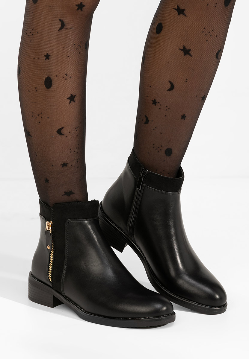 Czarne botki płaskie Lanaki