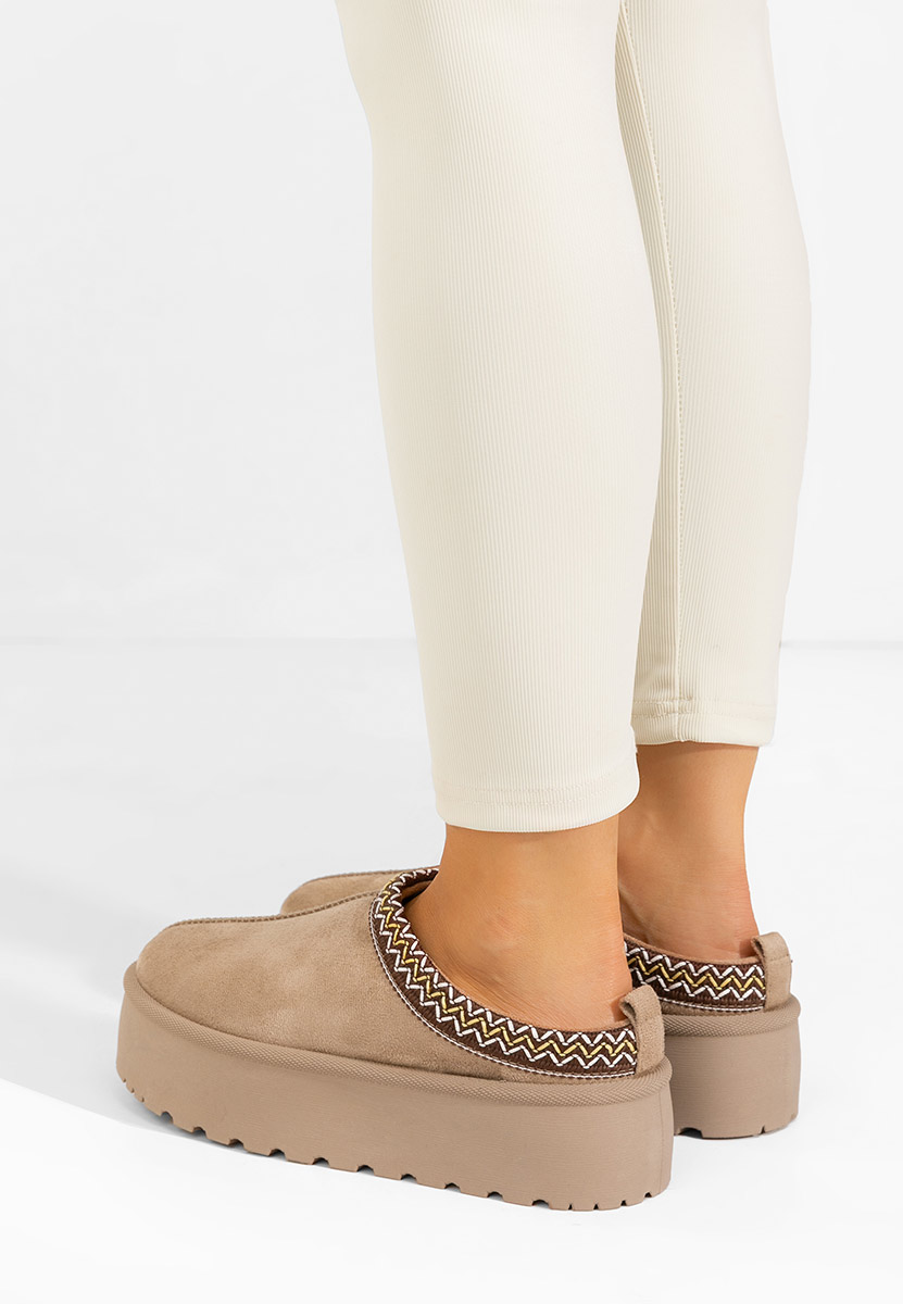 Khaki drewniaki Esmie