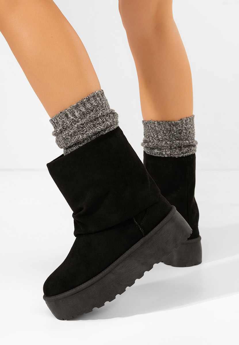 Czarne śniegowce damskie na platformie Janesia