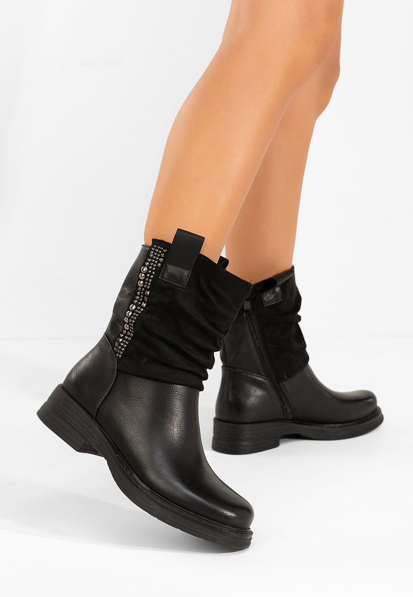 Czarne botki płaskie Kristela