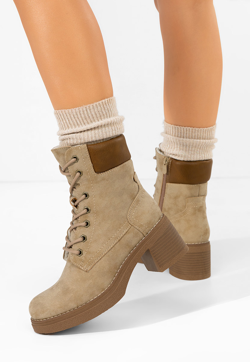Khaki botki na słupku Celoria